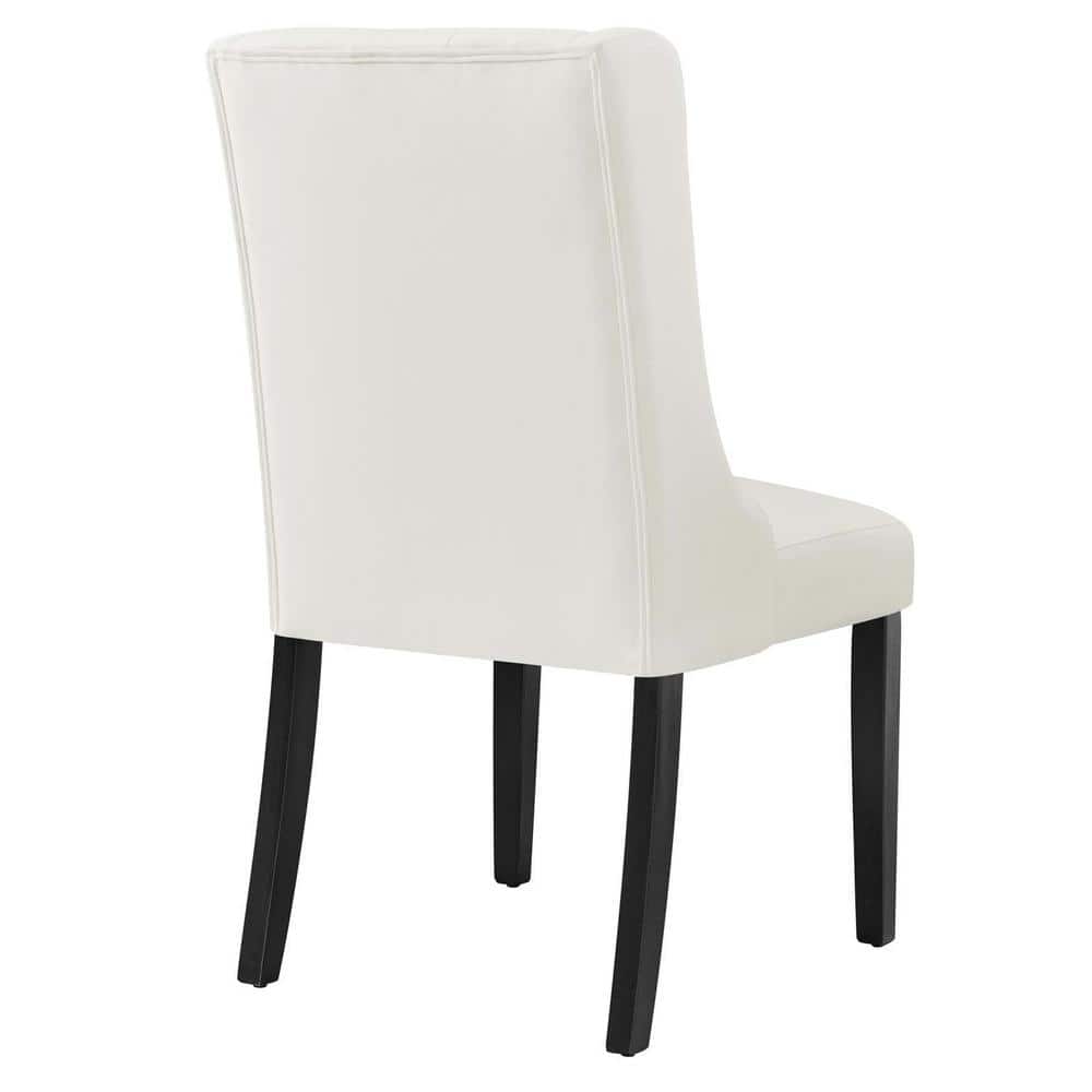 Elegance White Velvet Upholstered Side Chair with Solid Wood Frame