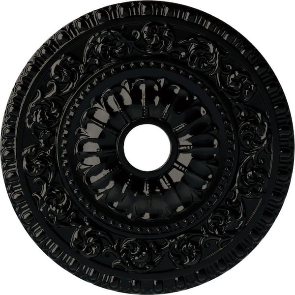 Ekena Millwork 2-1/8 in. x 23-1/2 in. x 23-1/2 in. Polyurethane Vaduz Ceiling Medallion, Black Pearl