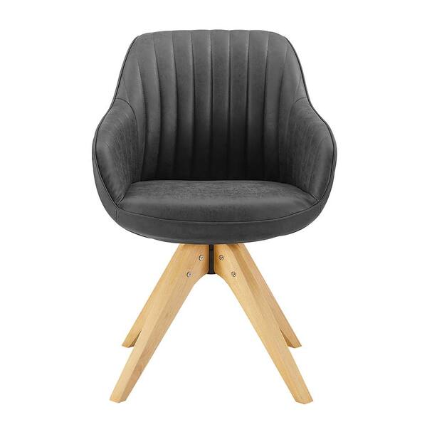 Art Leon Arthur Dark Gray Faux Leather Mid-Century Modern