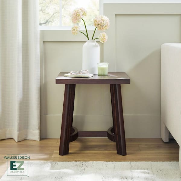 Colt 20 in. Espresso Rustic Square Solid Wood End Table with Curved Elements