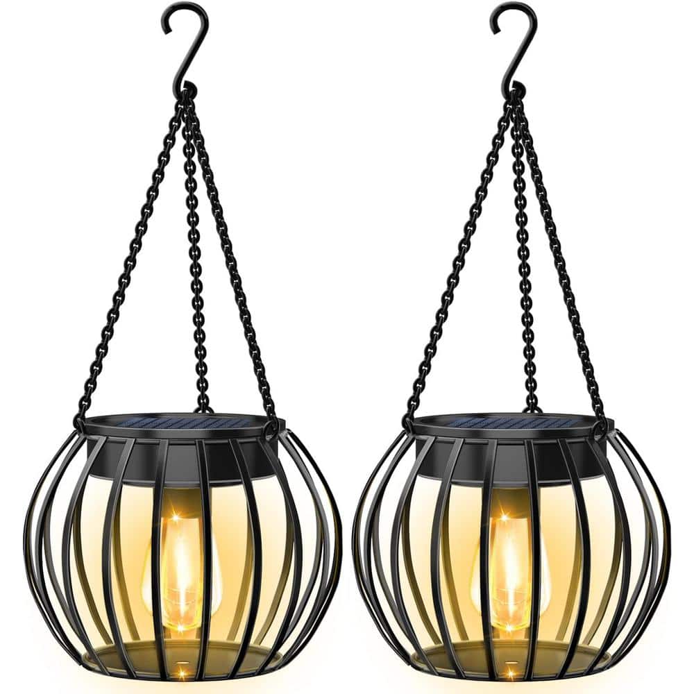 15 in. Outdoor Lights Hanging Solar Lantern (2 Pack)