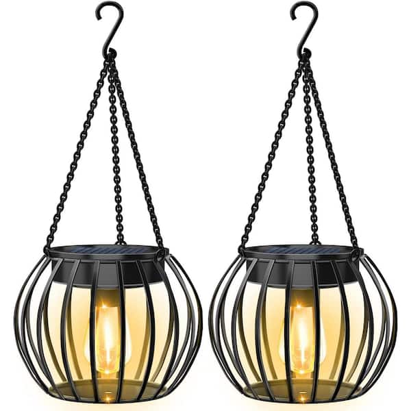 15 in. Outdoor Lights Hanging Solar Lantern (2 Pack)