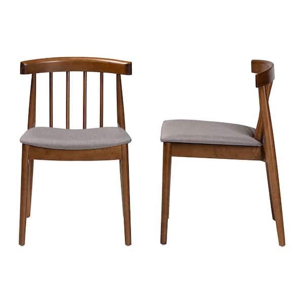 Wyatt Grey and Walnut Brown Fabric Dining Chair (Set of 2)