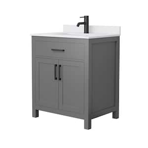 Beckett 30 in. W x 22 in. D x 35 in. H Single Sink Bathroom Vanity in Dark Gray with White Cultured Marble Top