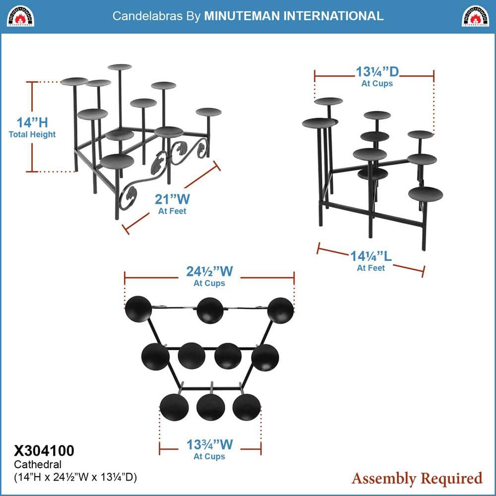 Imperial Black Wrought Iron 24" Candelabra with Scroll Detail
