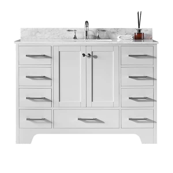 Exclusive Heritage Clariette 48 in. W x 22 in. D x 34.21 in. H Bath Vanity in White with Marble Vanity Top in White with White Basin