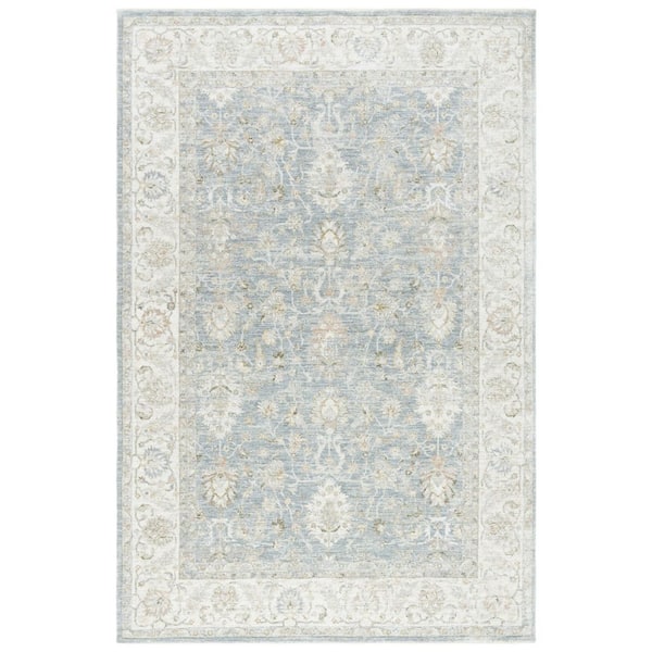 April 8 ft. x 10 ft. Ivory/Blue Oriental Floral Area Rug