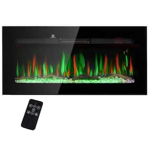 40 in. 1500W Wall Mount Electric Fireplace in Black with Remote Control, Adjustable Flame Color