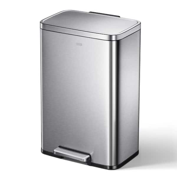 ITOPFOX Indoor 13.2 Gal. Brushed Stainless Metal Household Trash Can ...