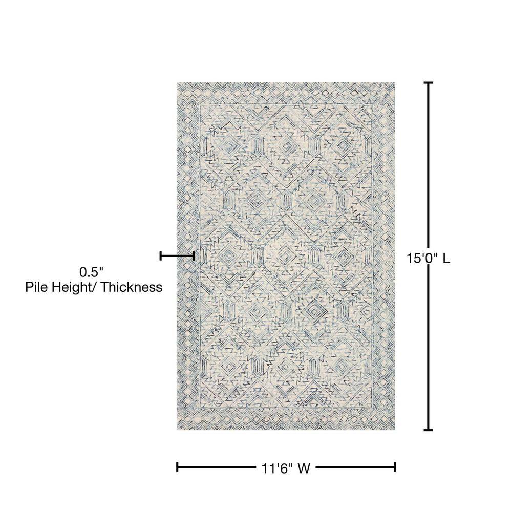 Handmade Light Blue Wool Rectangular Tufted Area Rug