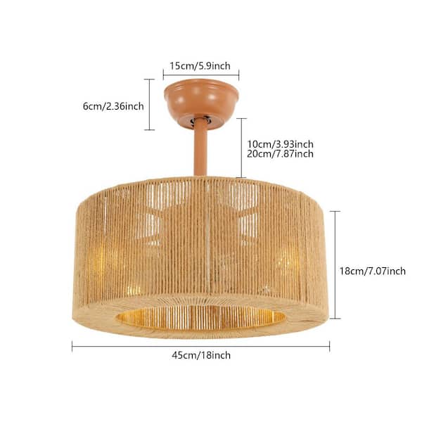 シャンデリア OUKANING 18 in. Indoor Brown Industrial Semi-Closed 3-Blade
