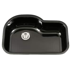 Houzer Porcela 31 in. Black Porcelain Enamel Steel Undermount Single Bowl Kitchen Sink - PCH-3700 BL