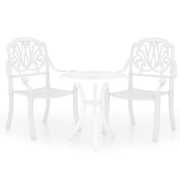 Kasa White 3-Piece Metal Outdoor Bistro Set