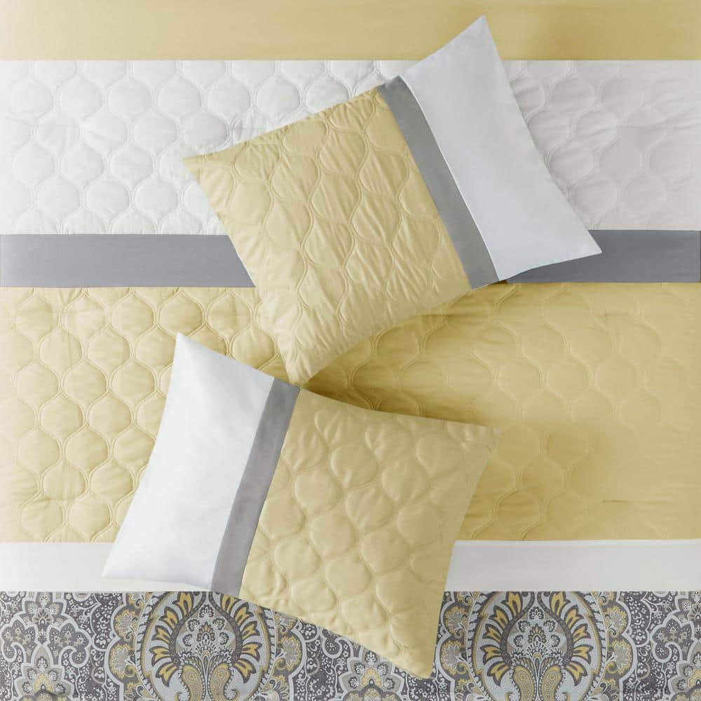 California King Yellow Microfiber Down Alternative 8-Piece Bedspread Set