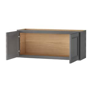 Keyport Shaker 36 in. W x 12 in. D x 15 in. H Plywood Ready to Assemble Wall Bridge Kitchen Cabinet in Charcoal Gray