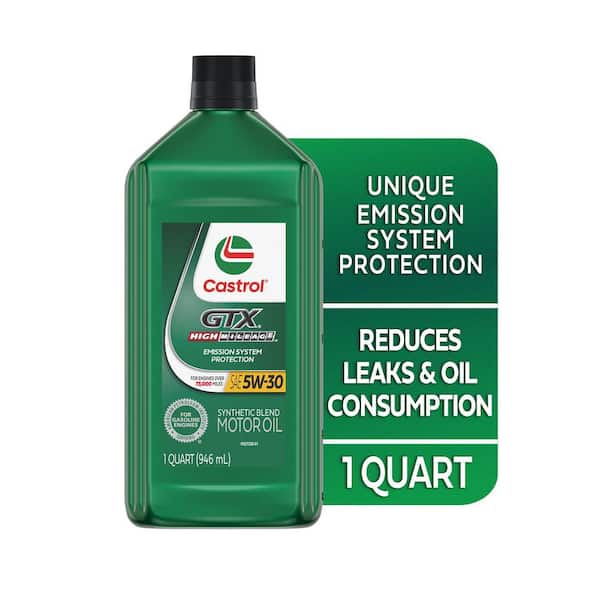 CASTROL GTX High Mileage 5W-30 Synthetic Blend Motor Oil, 1 qt