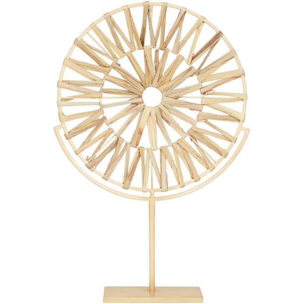Litton Lane 4 in. x 24 in. Brown Metal Starburst Geometric Sculpture