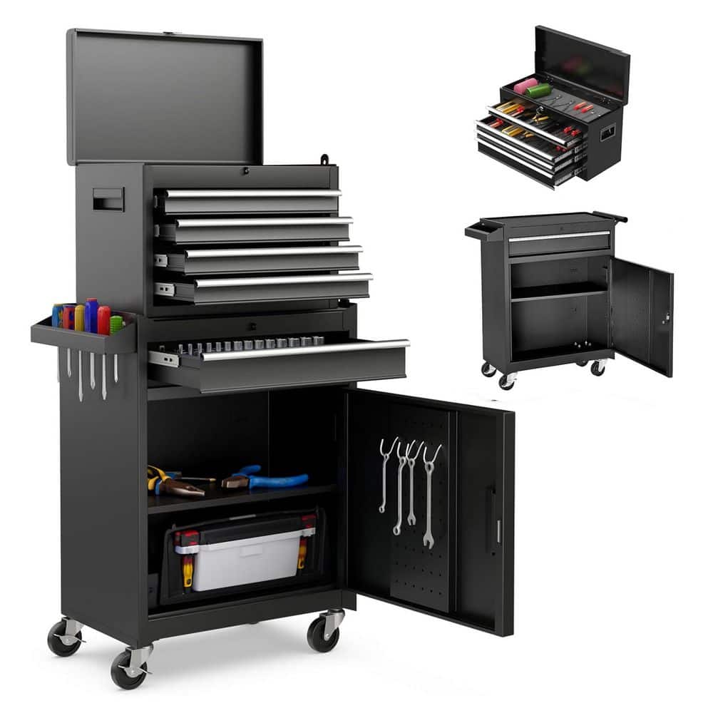 11 in. W 5-Drawer Rolling Tool Carts with Detachable Top Tool Box Liner, Wheels Adjustable Shelf Lock, 154 Pieces Tools price history on PriceWatchPro