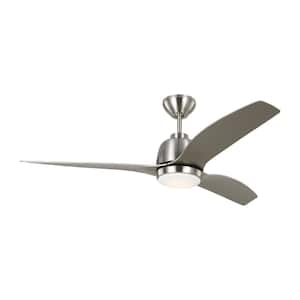 Avila 54 in. Indoor/Outdoor Brushed Steel Ceiling Fan with Silver Blades, Integrated LED Light Kit and Remote Control