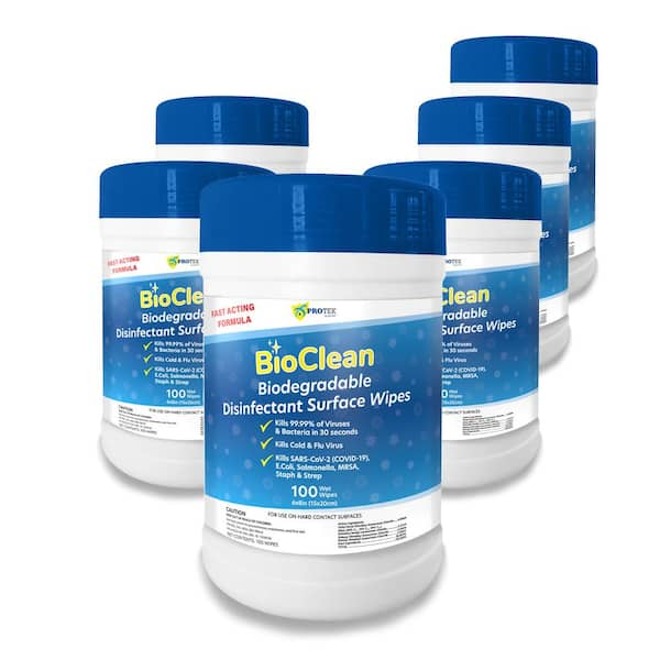 SYMTEK BioClean 100-Count Biodegradable Surface Disinfecting Wipes (6 ...