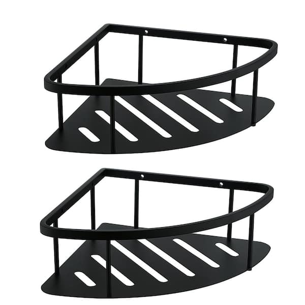 ruiling Wall Mounted Corner Shower Caddy Corner Storage Shelf in Stainless Steel Matte Black-2 Pack
