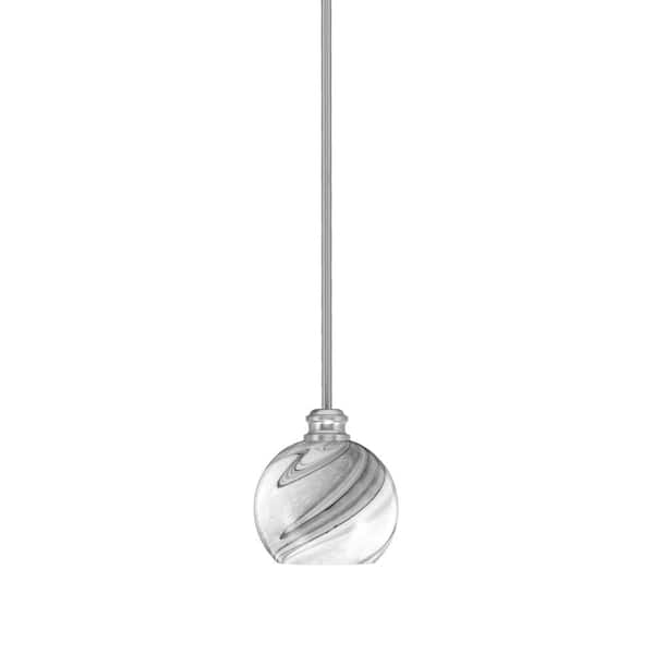 Unbranded Albany 60-Watt 1-Light Brushed Nickel Pendant Mini Pendant Light 5 Onyx Swirl Glass and Light Bulb Not Included