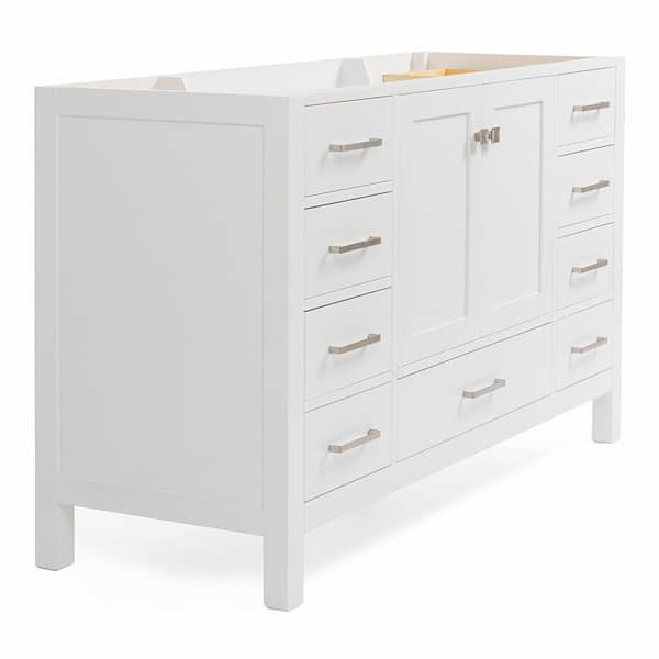 ARIEL Cambridge 54 in. W x 21.5 in. D x 34.5 in. H Freestanding Bath Vanity Cabinet Only in White