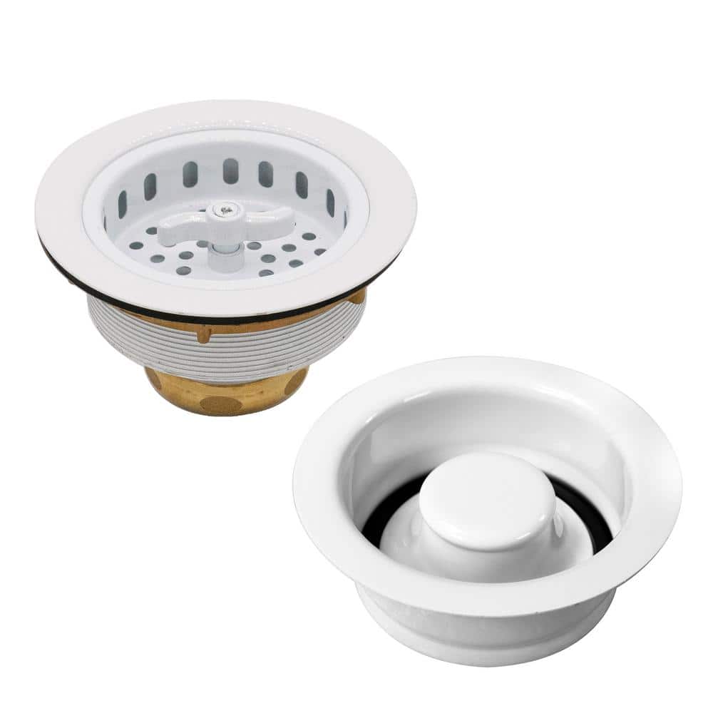Wing Nut Style Kitchen Basket Strainer with Waste Disposal Flange and Stopper, Powder Coat White price history on PriceWatchPro