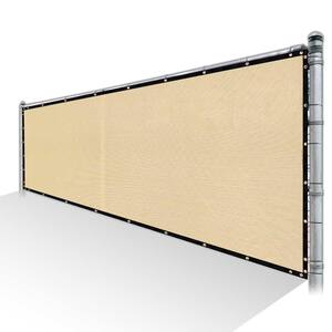 3 ft. x 7 ft. Beige Privacy Fence Screen HDPE Mesh Cover Screen with Reinforced Grommets for Garden Fence (Custom Size)