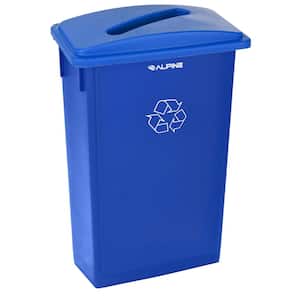 23 Gal. Blue Indoor Trash Container Rectangular Recycling Bin and Lid