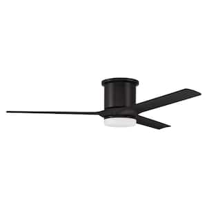 Burke 60 in. Indoor/Outdoor Flat Black Finish Ceiling Fan with Smart Wi-Fi Enabled Remote and Integrated LED Light