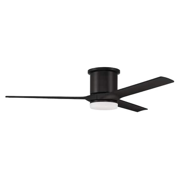 CRAFTMADE Burke 60 in. Indoor/Outdoor Flat Black Finish Ceiling Fan with Smart Wi-Fi Enabled Remote and Integrated LED Light