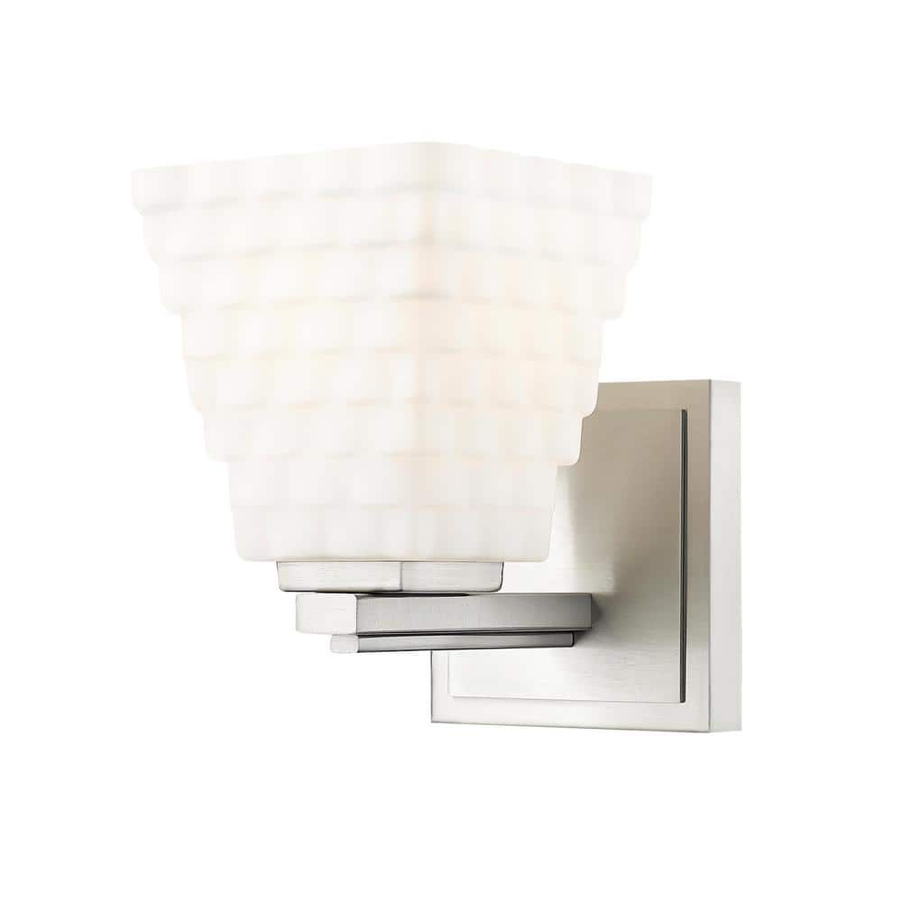 Annalise 1-Light Brushed Nickel Wall Sconce with Matte Opal Glass Shade