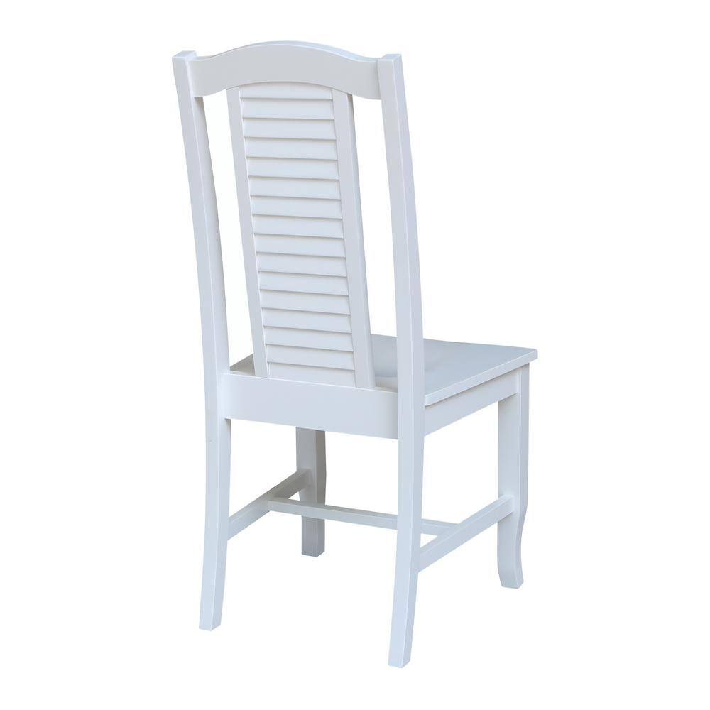 Seaside High-Back Solid Parawood Side Chairs in White - Set of 2