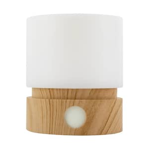 0.3-Watt Wood Modern Dimmable Touch Tap Light Integrated LED Cylindrical Night Light, 3000K