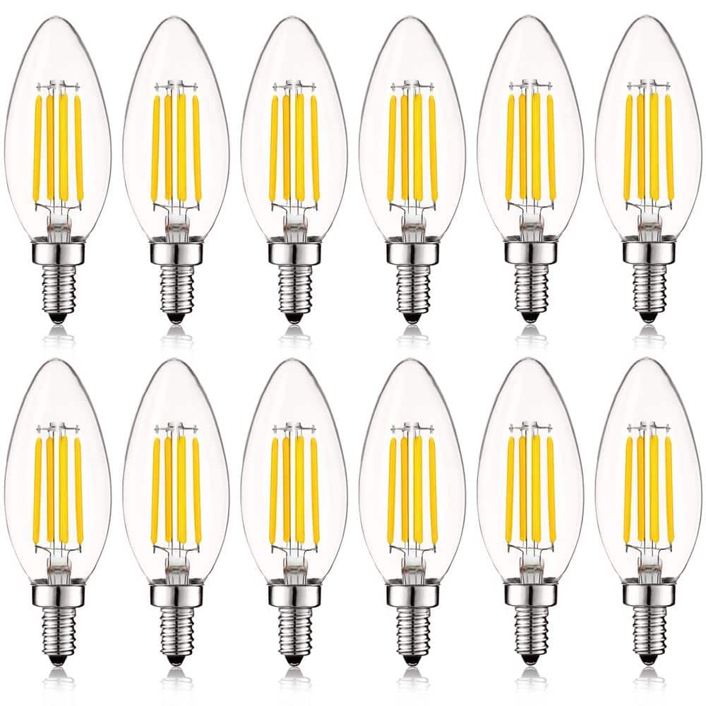 60-Watt Equivalent B10 Dimmable LED Light Bulbs Clear Glass Filament 3000K Soft White (12-Pack) price history on PriceWatchPro