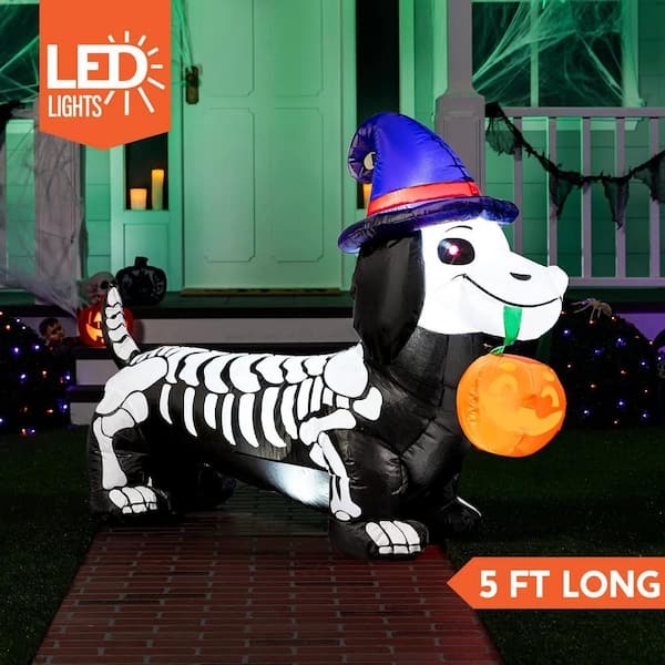 Joyfy Syncfun 5 Ft Long Skeleton Wiener Dog Inflatable for