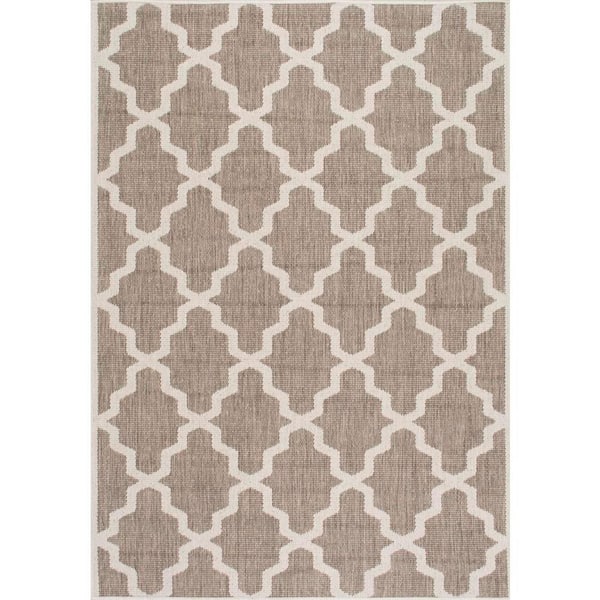nuLOOM Gina Moroccan Trellis Taupe 6 ft. x 9 ft. Indoor/Outdoor Patio Area Rug