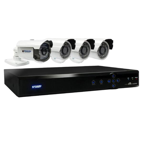 KGUARD Security Aurora 4-Channel 960H Cloud Surveillance System with 500GB HDD (1) 800TVL Auto Tracking and (3) 700TVL Camera