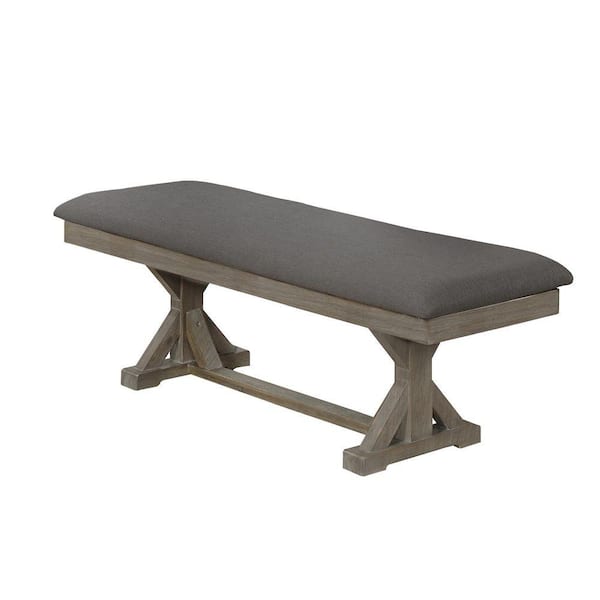 Linda Gray Linen Fabric 16 in W. Dining Bench
