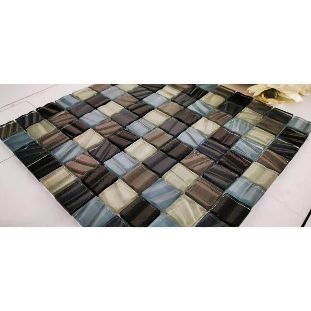 New Era 12x12 Blue and Gray Glass Mosaic Tile