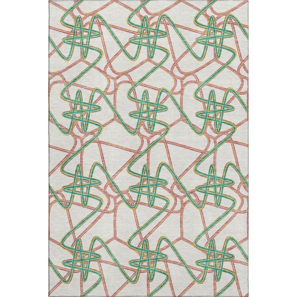 Addison Rugs Mayfield Premium Machine Washable Abstract AMF947 White 9 ft. x 12 ft. Area Rug