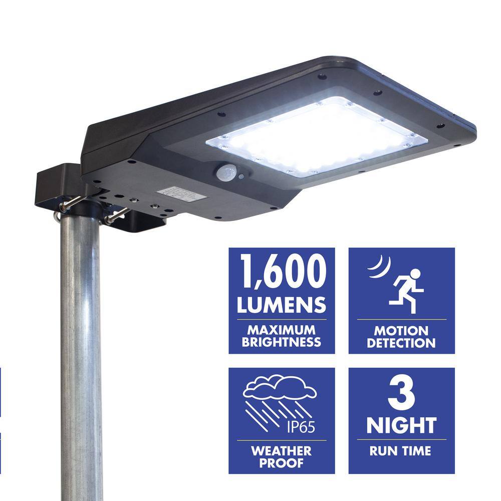 1600 Lumen Black Solar Powered LED Flood Light