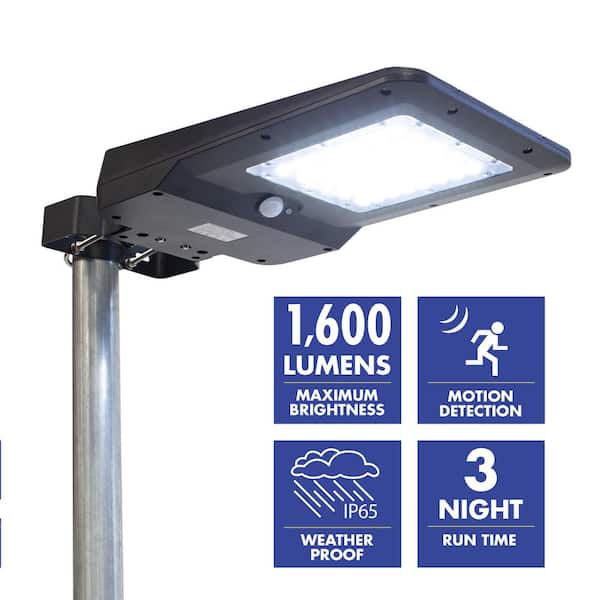 Wagan Tech Solar Powered Black 1600 Lumens Motion Activated