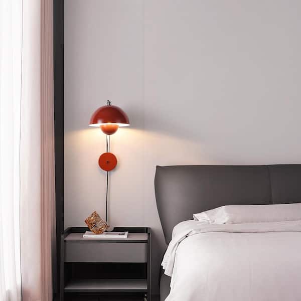 Zompoo Modern 9.8 in. 1 Light Red Plug in Flower Pot Wall Sconces