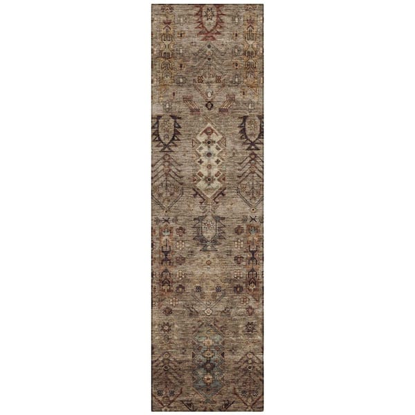 Chantille Machine Washable Indoor/Outdoor Abstract ACN2047 Brown 2 ft. 3 in. x 7 ft. 6 in. Runner Rug