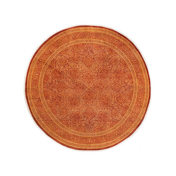 Mogul Traditional Orange 10 ft. 1 in. x 10 ft. 1 in. Oriental Area Rug
