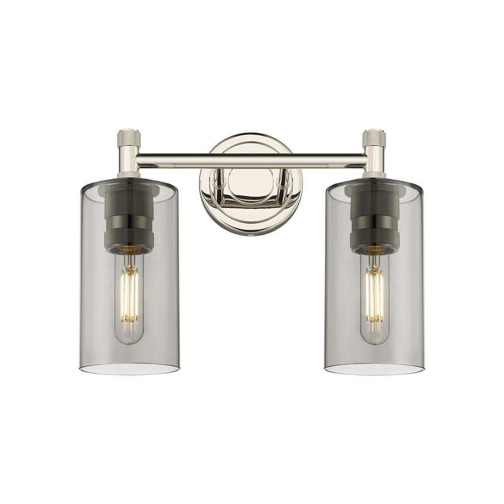 Crown Point 13.88 in. 2-Light Polished Nickel Vanity Light with Black Glass Shade price history on PriceWatchPro