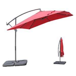 8.5 sq. ft. Outdoor Market Cantilever Patio Umbrella with Push Button Tilt (Red,Umbrella base not included)