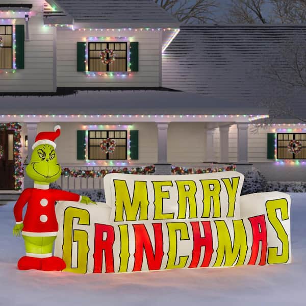 Grinch 9 ft. LED Grinch with Merry Christmas Letters Inflatable ...